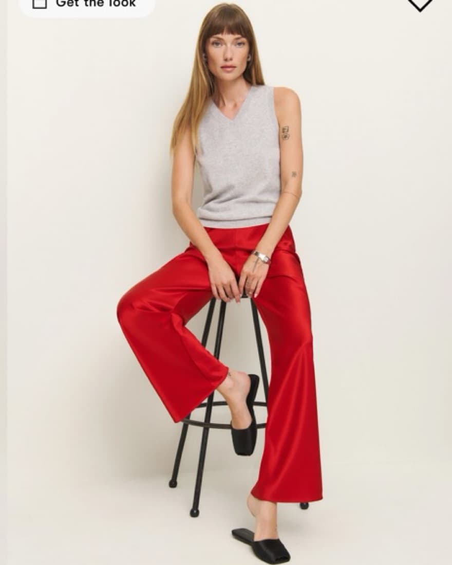 Reformation Gale Satin Pants In Red  - Image 4