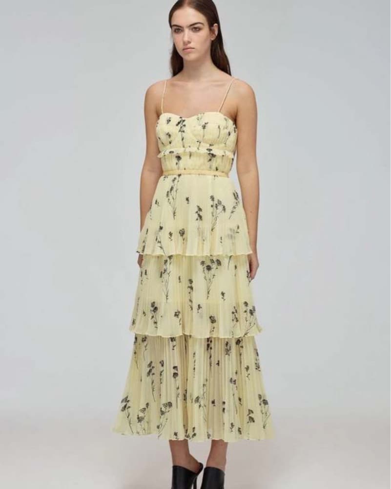 Chiffon Tiered Midi Dress - Image 1