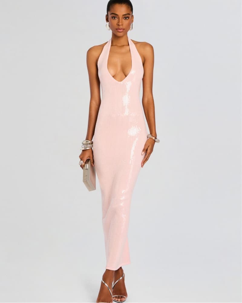 Retrofete Gwendy Dress Pink Sequin Gown - Image 3