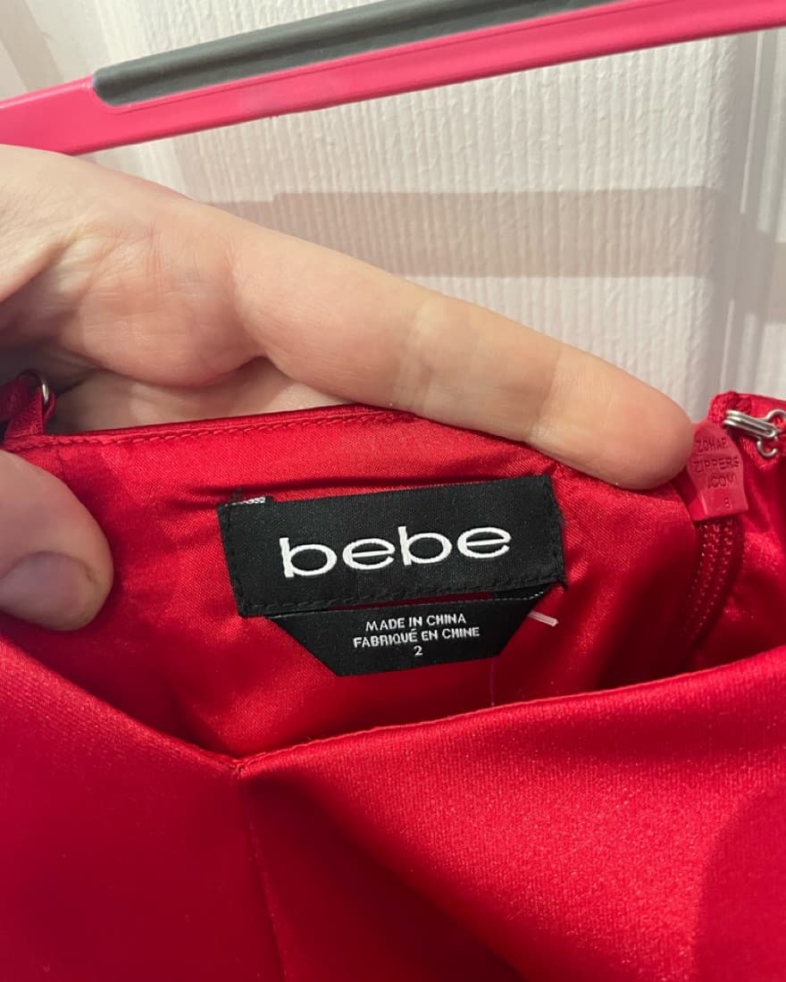 Red Satin Bebe dress - Image 3