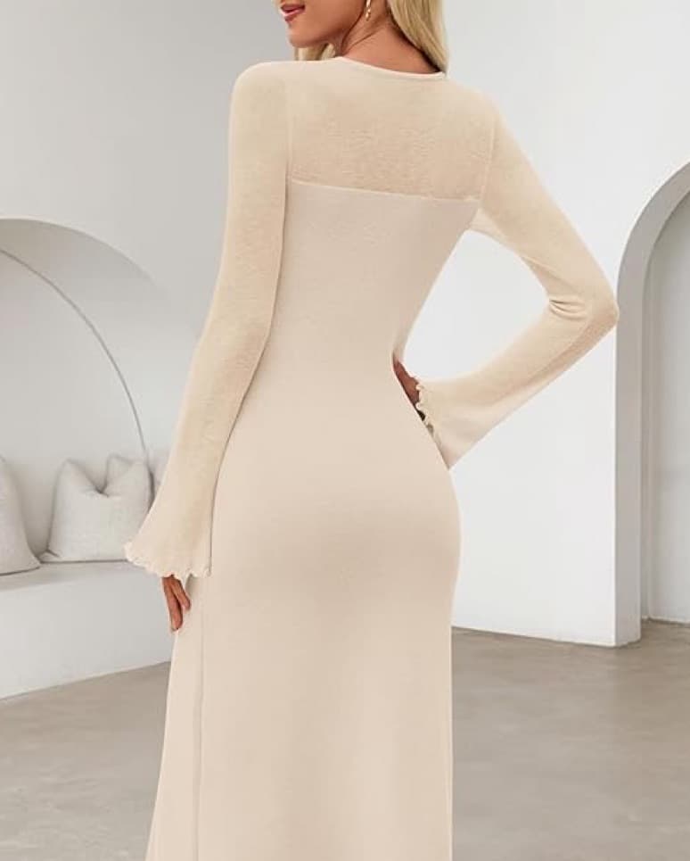 3D Floral Rosette Knit Sweater Dress - Image 4
