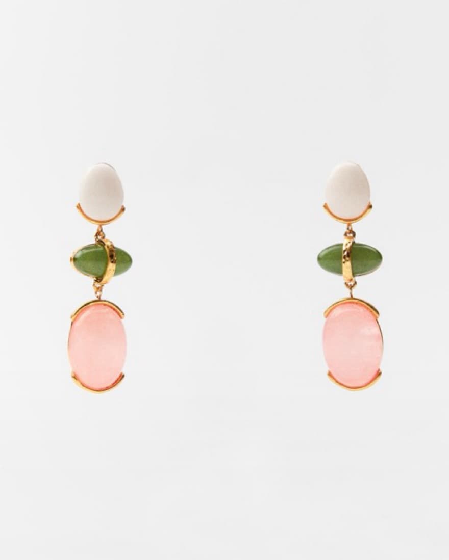 Pink Gem Statement Earrings - Image 1