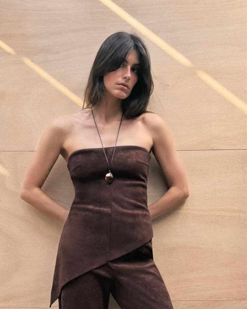Suede strapless top - Image 1