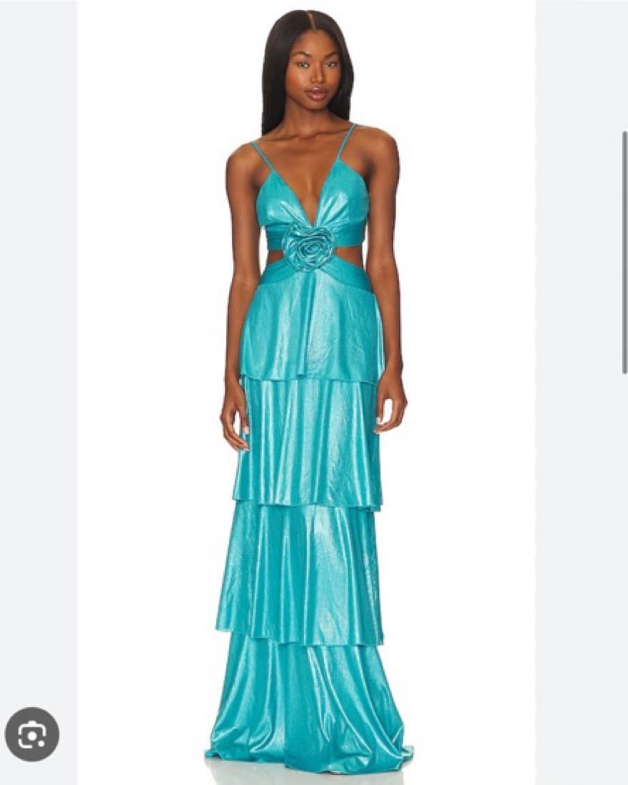 Line & Dot Prism Dress In Turquoise - Image 5