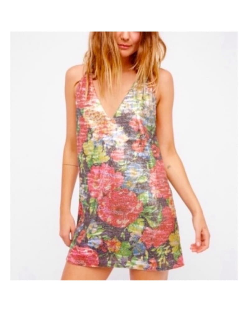 Free People Floral Sequin Dress - Image 1