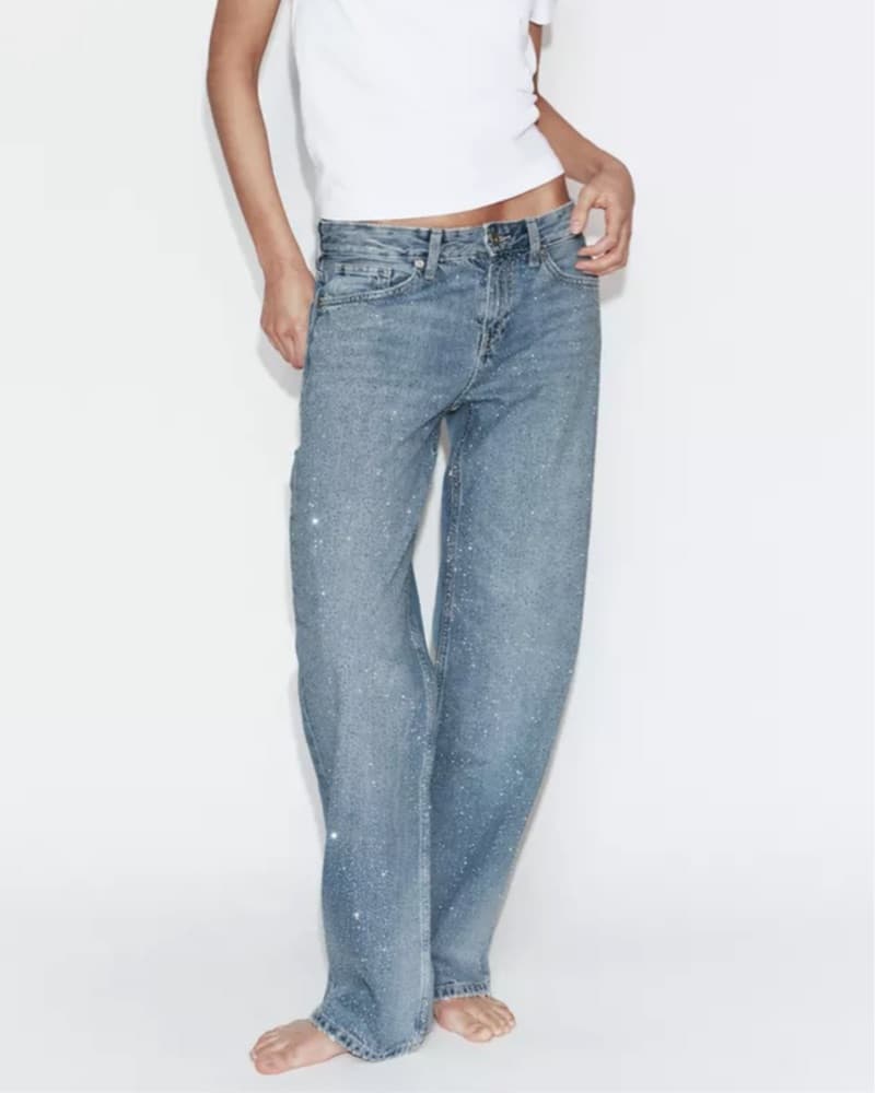 Zara Bedazzled Denim Low Rise Jeans - Image 1
