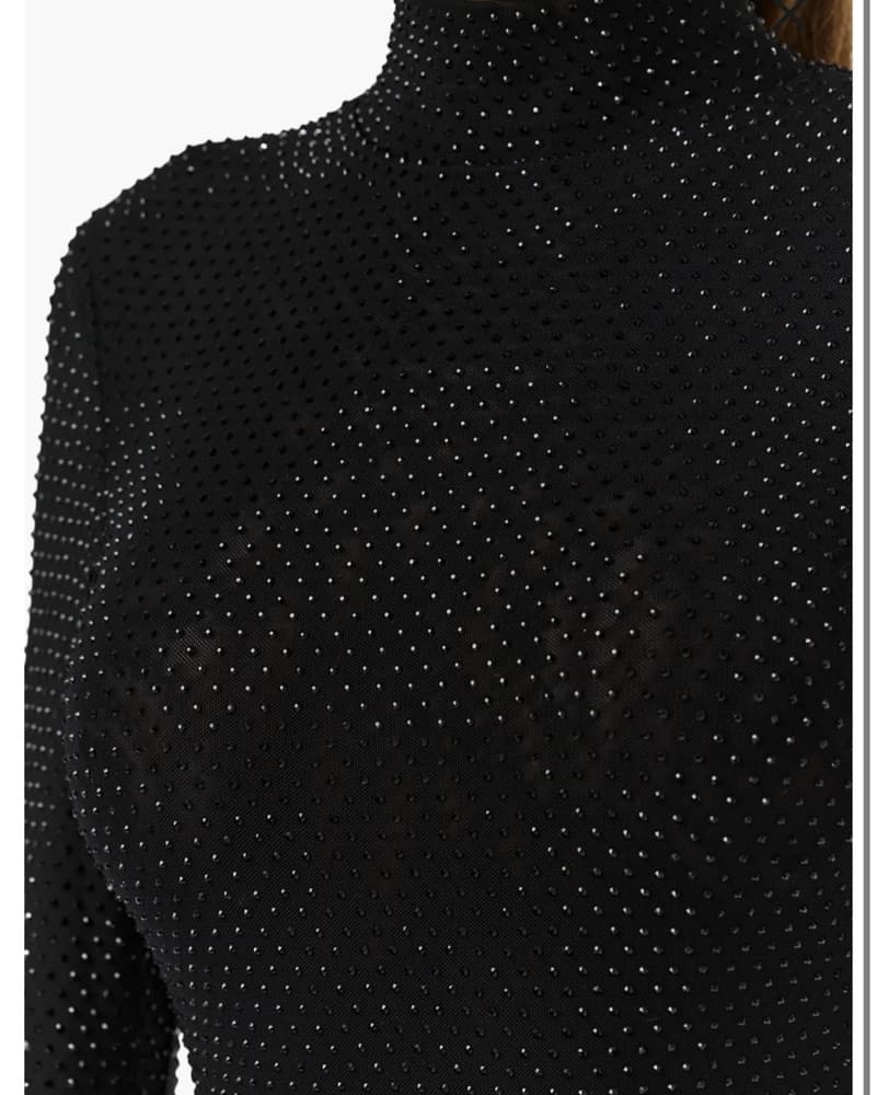 Naked Wardrobe Black Rhinestone Romper  - Image 4