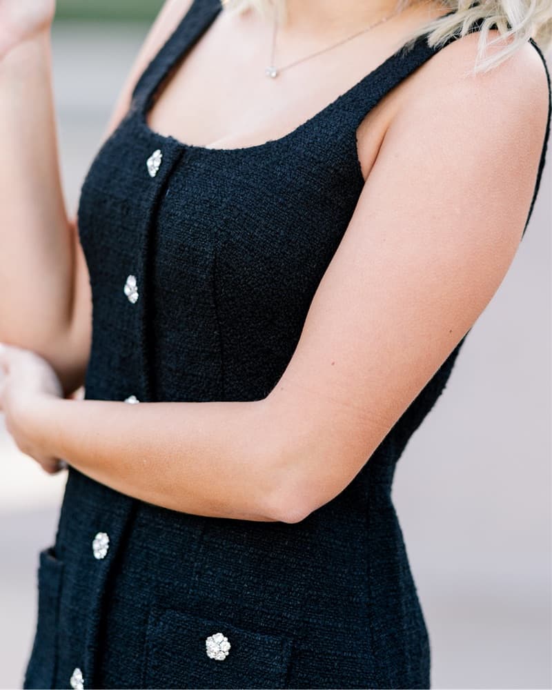 Chic Black Tweed Mini Dress - Image 2