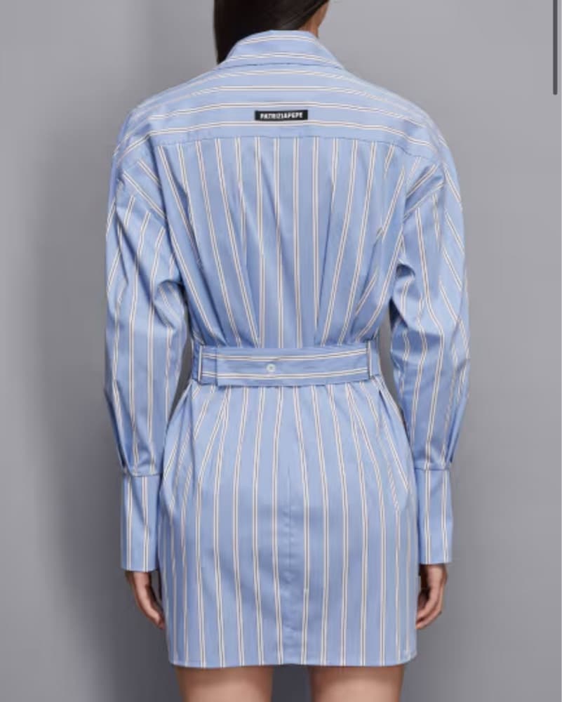 PATRIZIA PEPE Blue Pinstripe Shirt Dress - Image 2