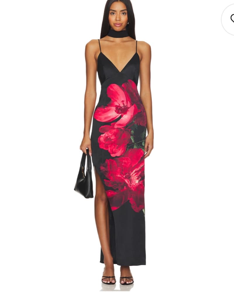 Alice + Olivia Monika Dress In Peony Petals Bright Ruby - Image 1