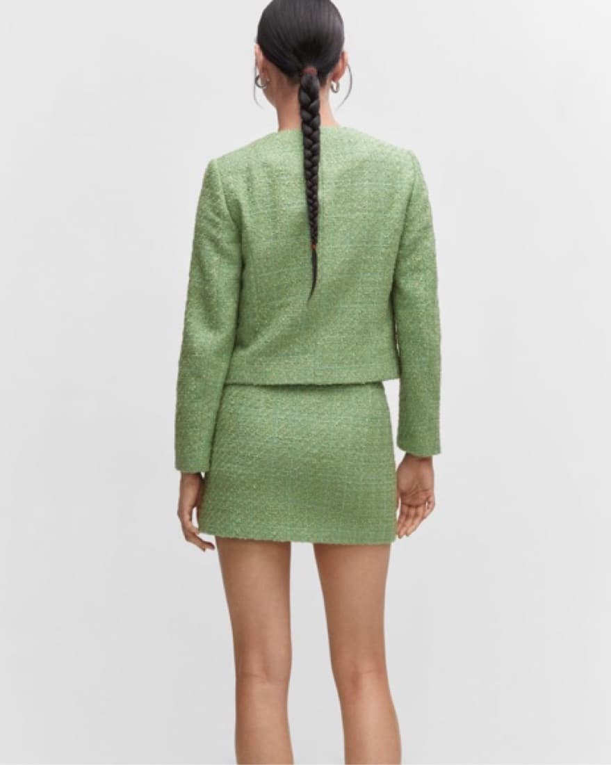 Green Tweed Mini Skirt  - Image 2