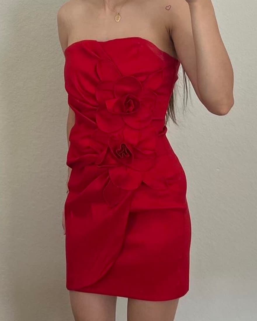 Vintage Y2K Rosette Mini Dress - Image 1