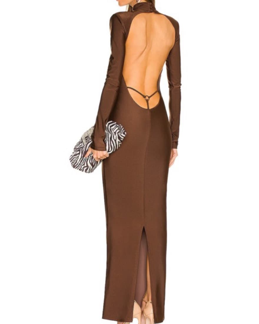 Michael Costello Maxi Dress in Brown - Image 2