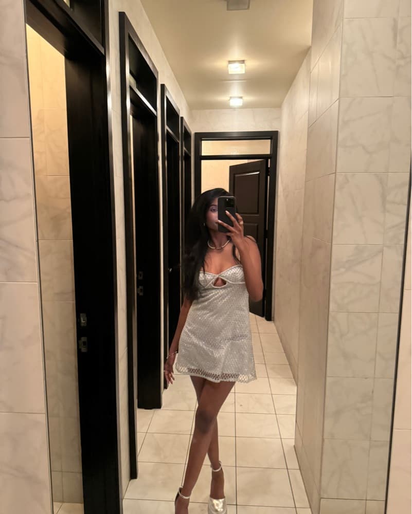 Sparkling Mesh Cutout Mini Dress - Image 6