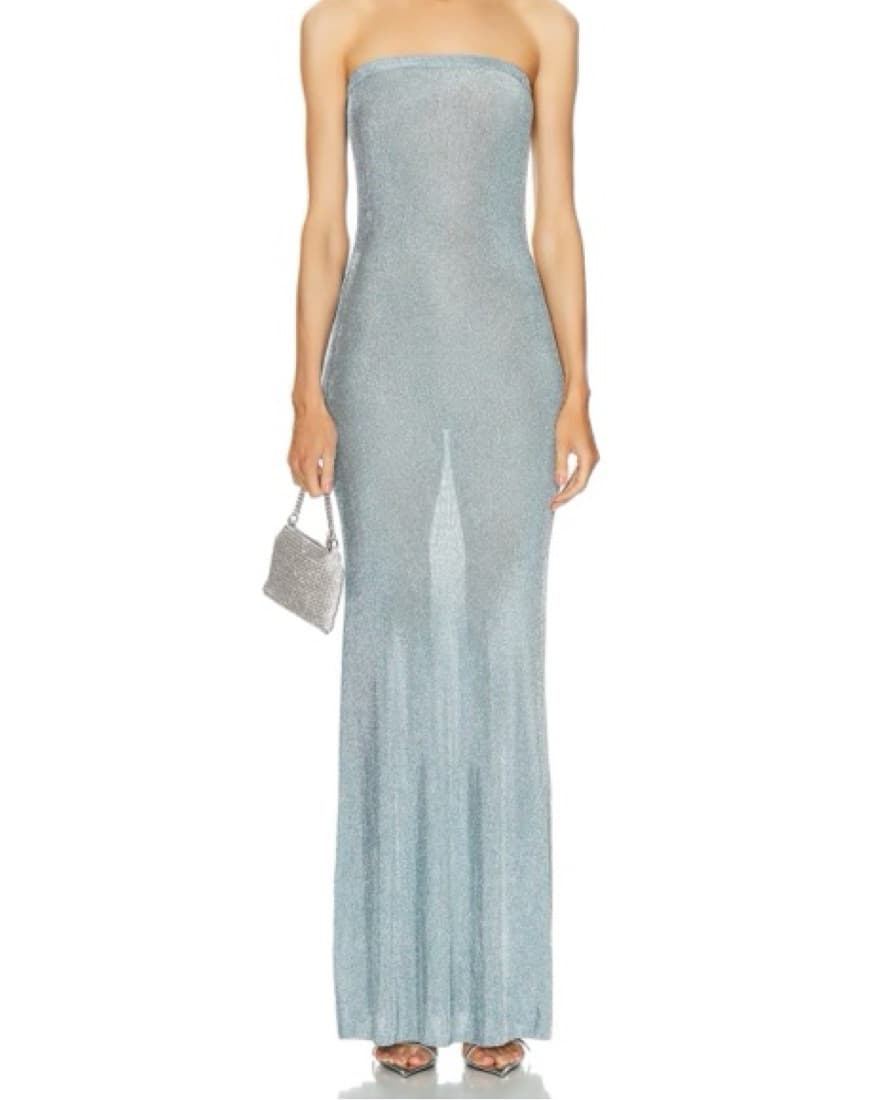 SER.O.YA Light Blue Metallic Maxi Dress - Image 1