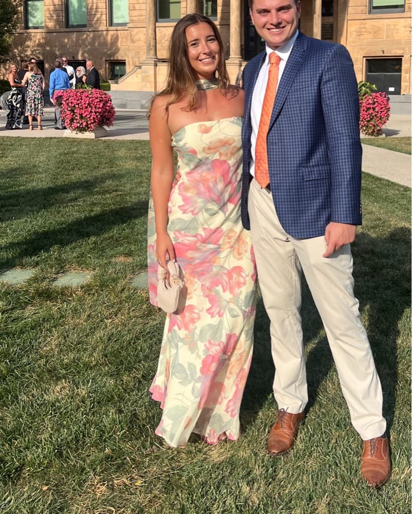 Floral Strapless Dress With Neck Scarf - Image 3