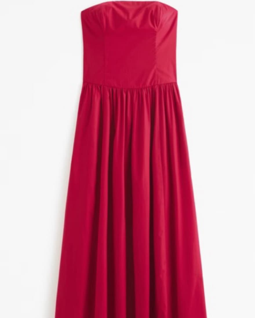 Strapless Drop Waist Dress In Red - Image 2