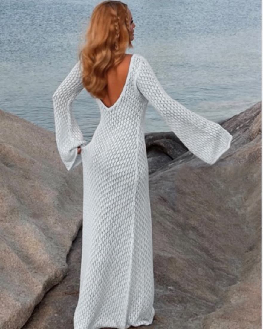 Meshki White Crochet Dress Cover Up - Image 4