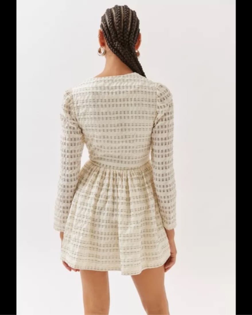 White Textured Waffle Checker Tie Mini  - Image 3