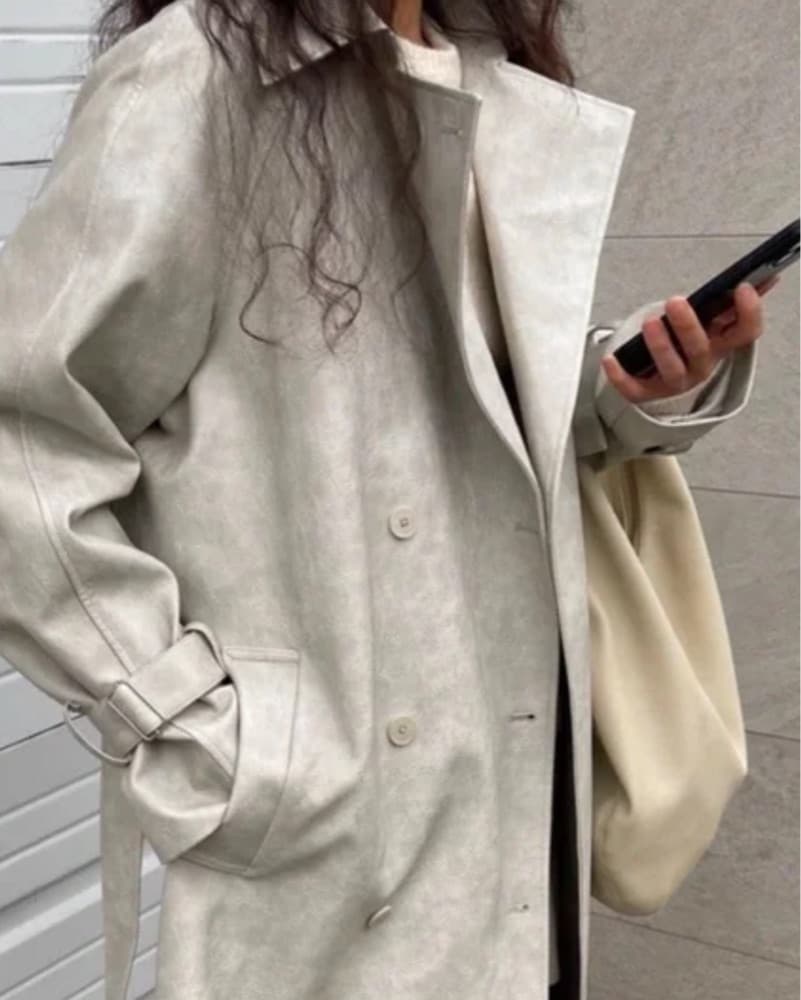 Oak & Fort vegan leather trench coat - Image 6
