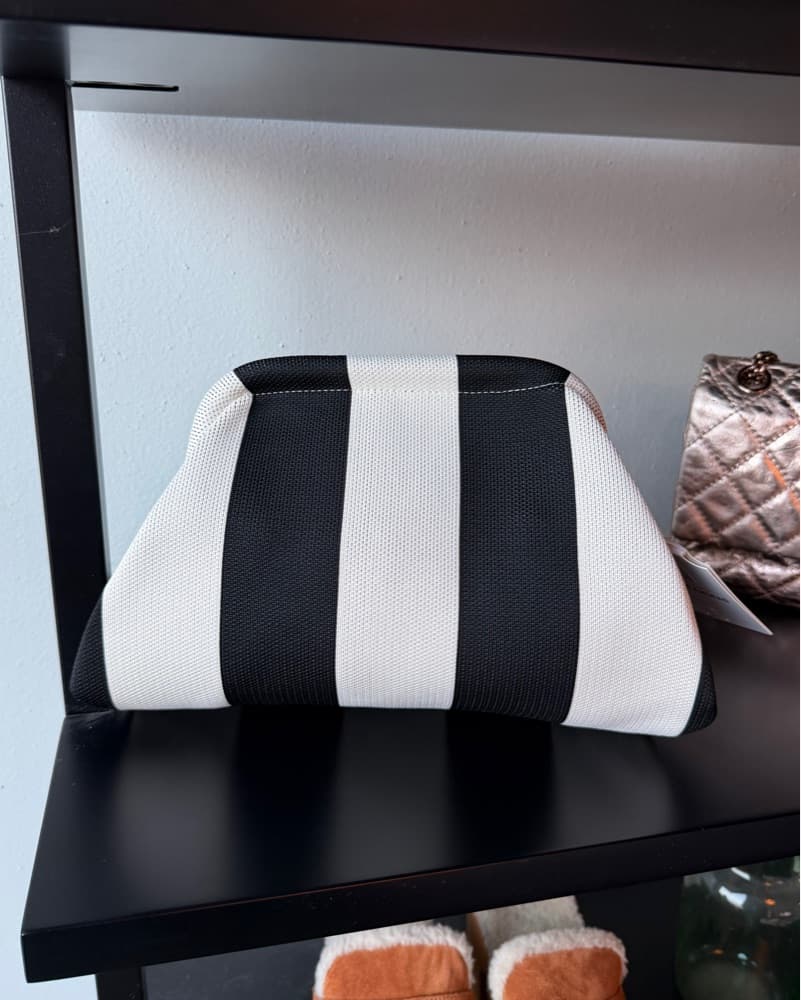 Black And White Striped Clutch Pouch - Image 1