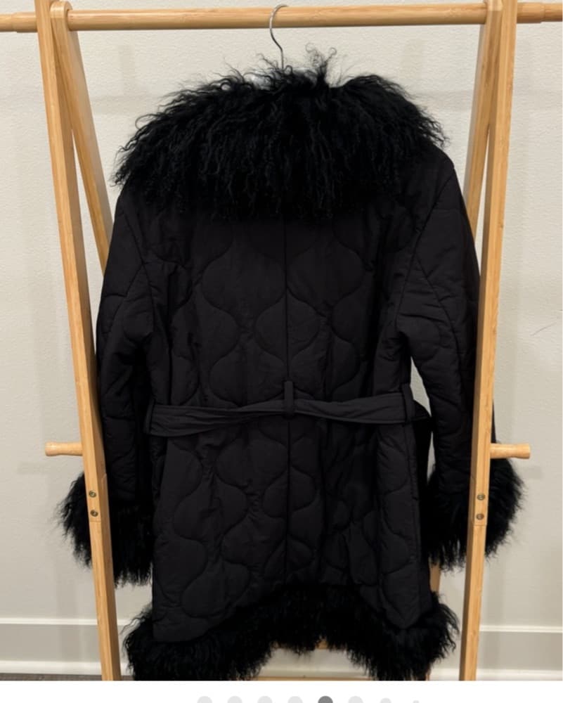 Charlotte Simone Black Fur Trim Coat - Image 2