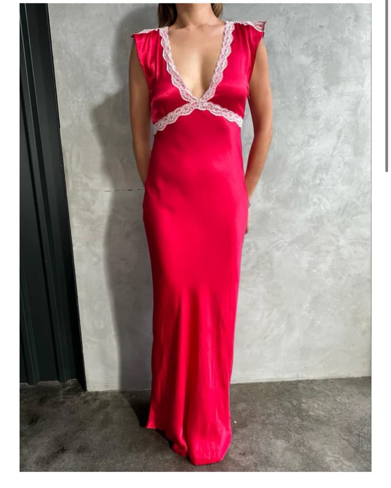 Elegant Crimson Lace Maxi Dress - Image 4