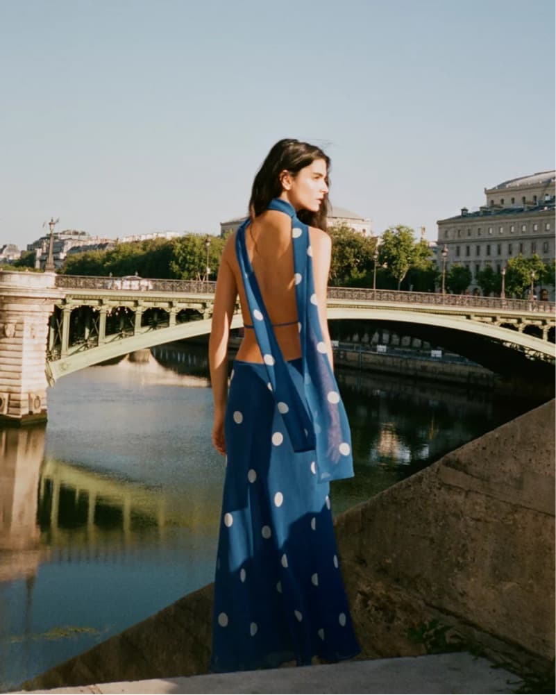 Blue and White polka dot dress - Image 1