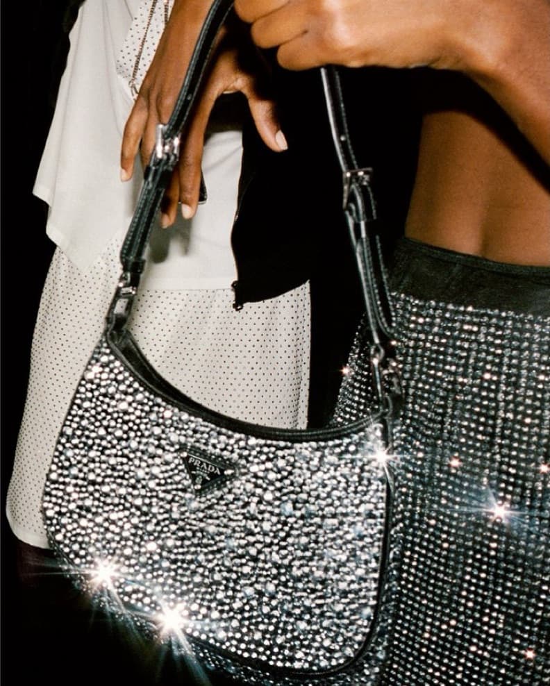 Prada Cleo Satin Bag with Crystals - Image 2