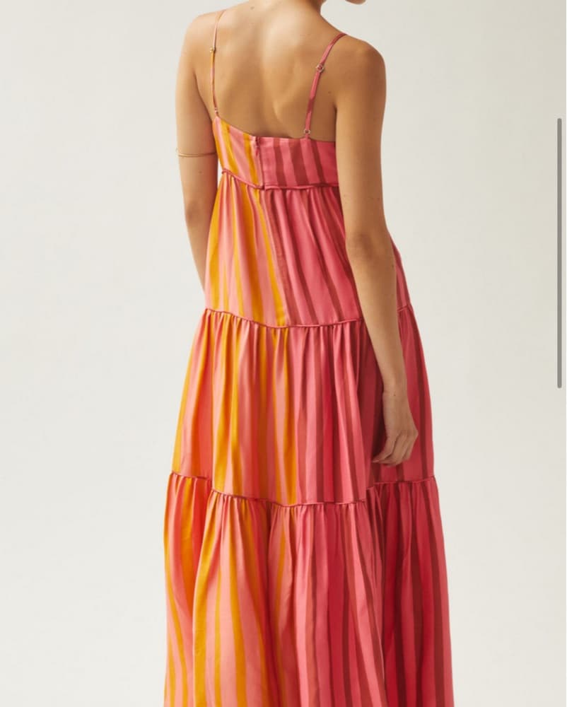 Farm Rio Deep V Striped Maxi Dress - Image 3