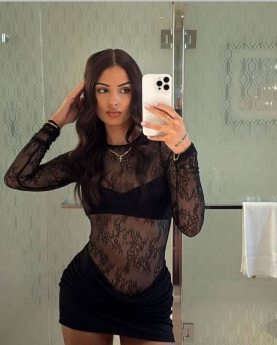 Yana Lace Mini Dress Black - Image 5