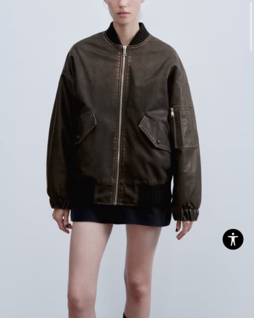 Zara Brown Bomber Jacket - Image 5