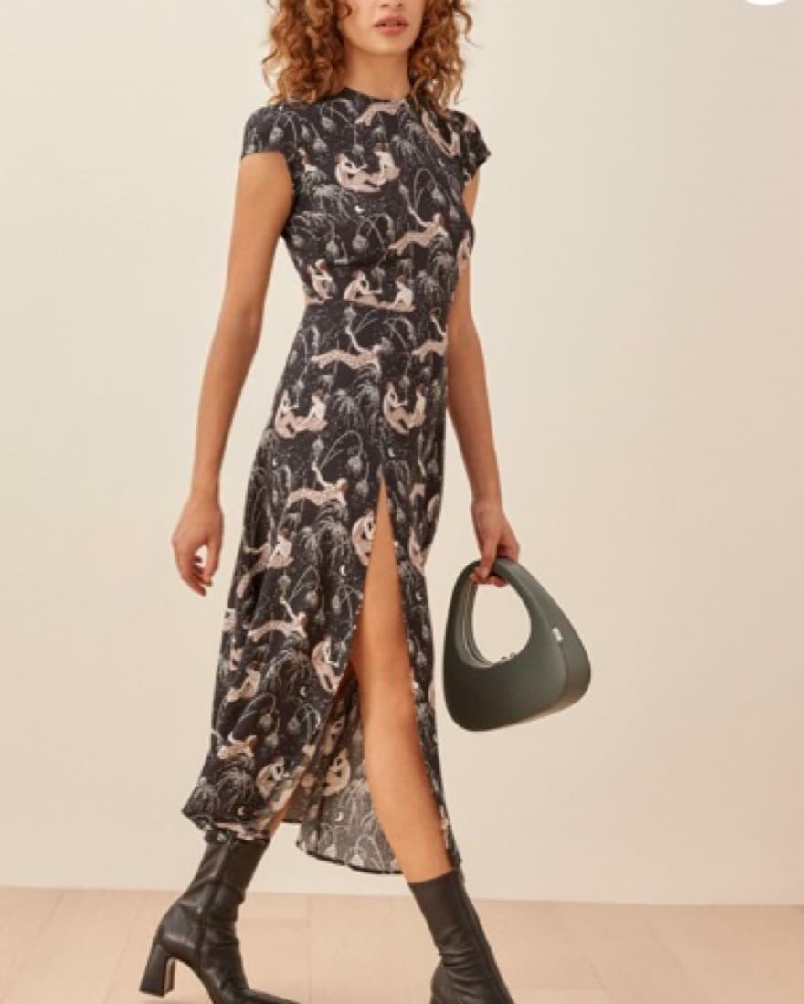 Reformation Gavin Dress Champagne Wishes - Image 1