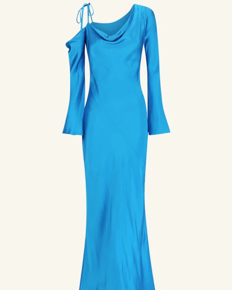 Shona Joy Blue Silk Gown - Image 3