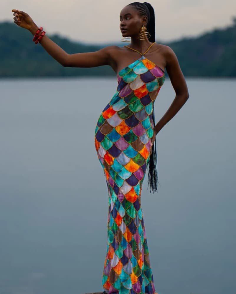 Kilentar Mami Rainbow Fish Halter Dress - Image 3