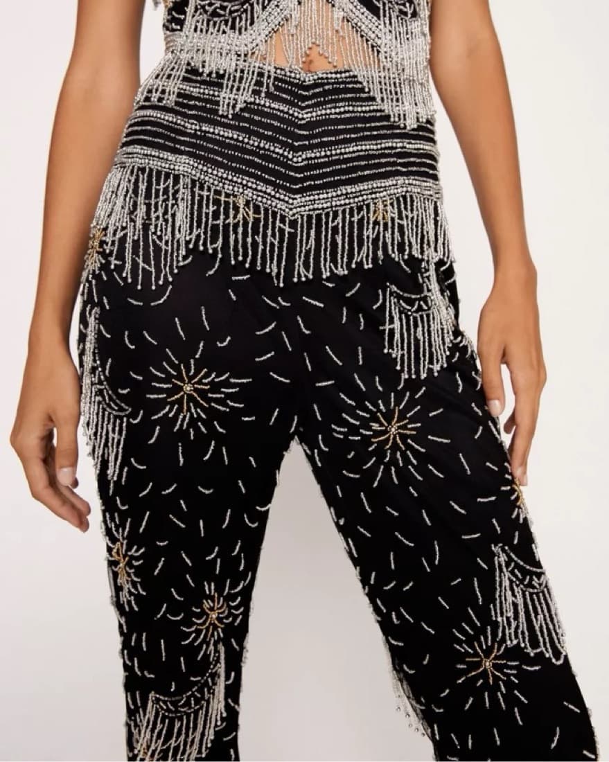 Tassel Beaded Celestial Flare Pants - Image 3