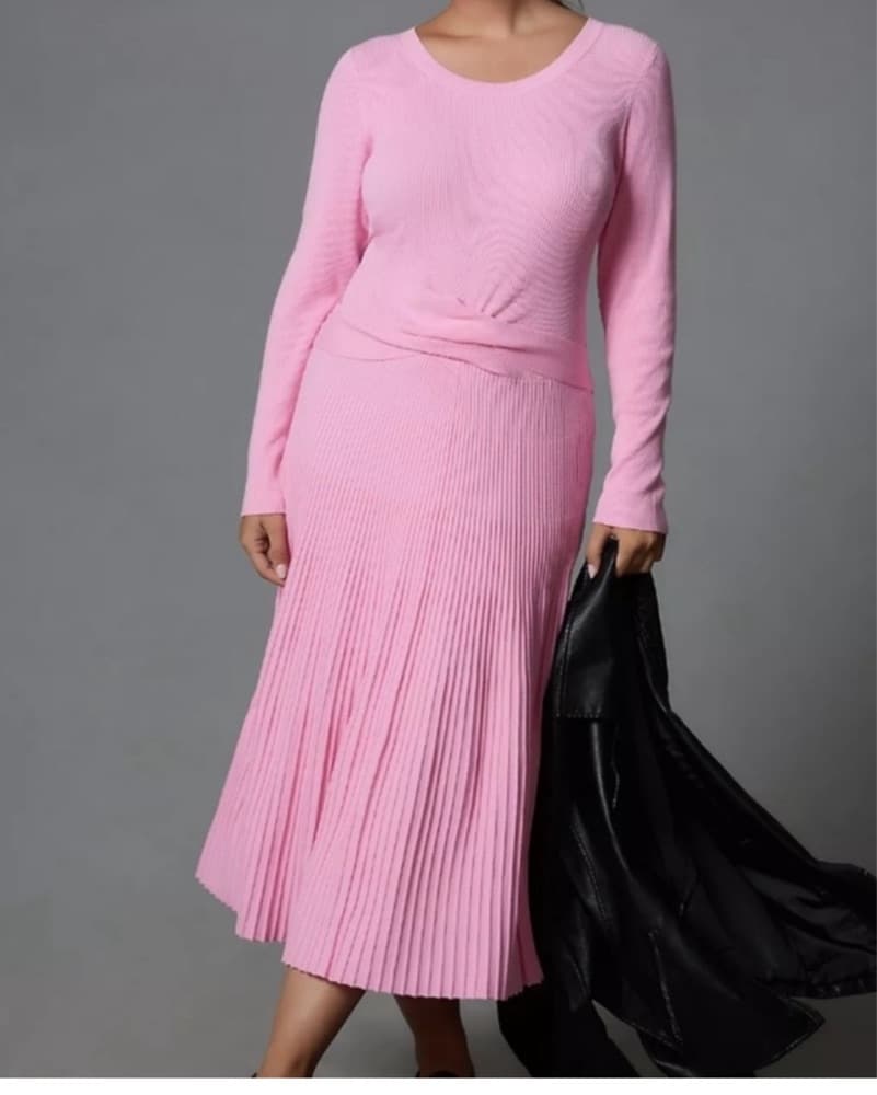 Anthropologie Long Sleeve Ribbed Dress - Image 3