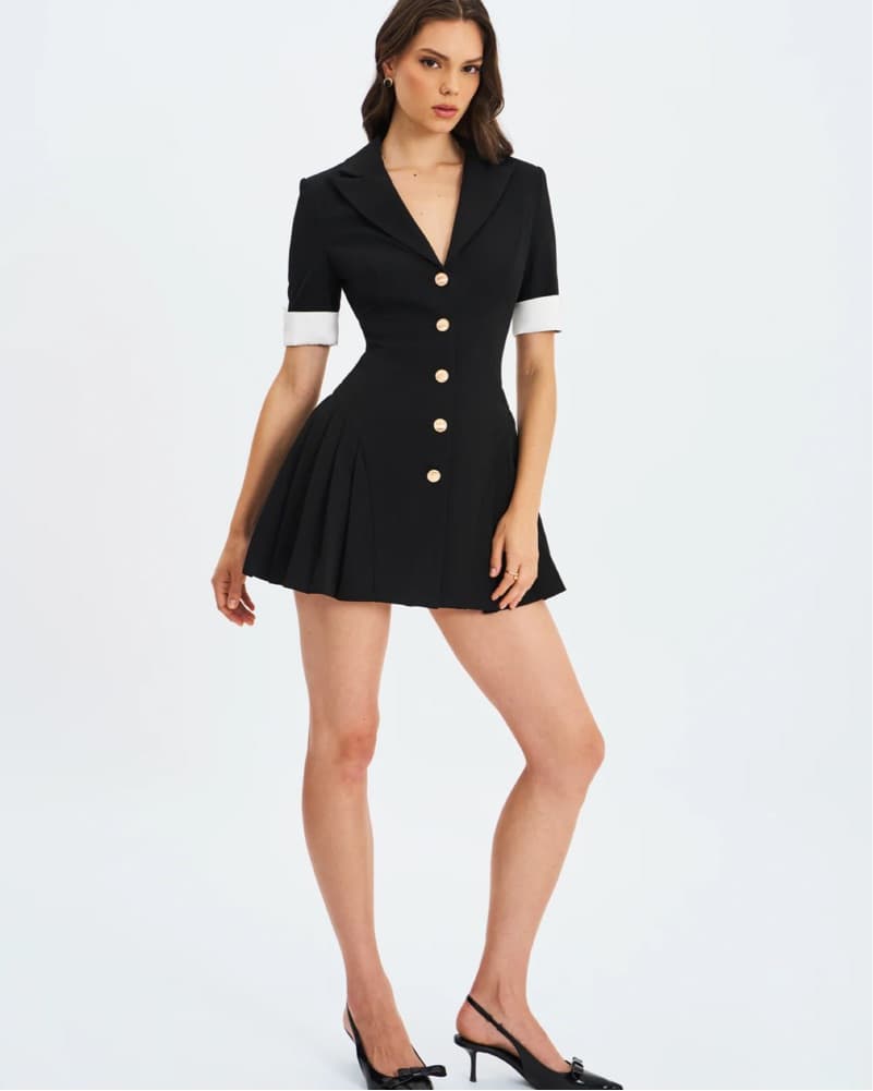 Mini Blazer Collared Black Dress  - Image 4