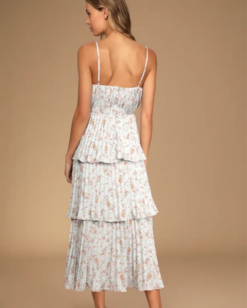 Floral Printed Tiered Midi Dress - Image 3