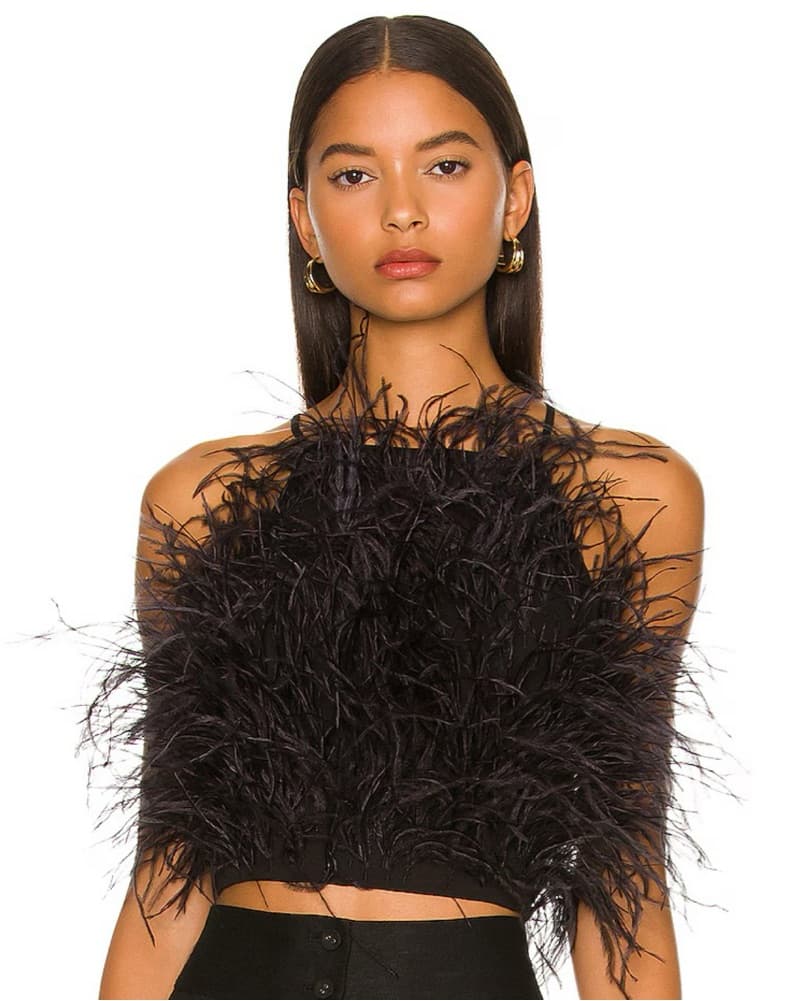 Cult Gaia Black Joey Feather Halter Top - Image 1
