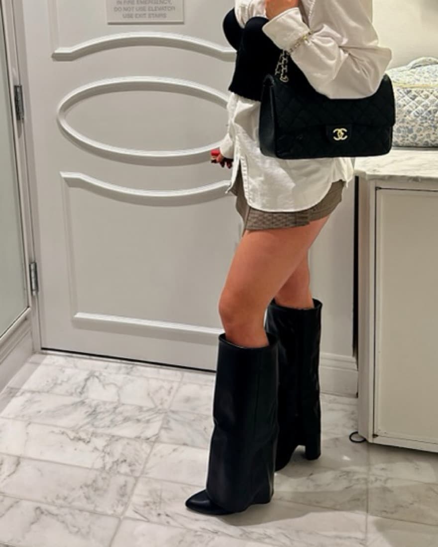 Black Faux Leather Boots - Image 1