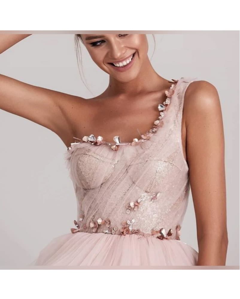 Blush Pink Tulle Gown - Image 2