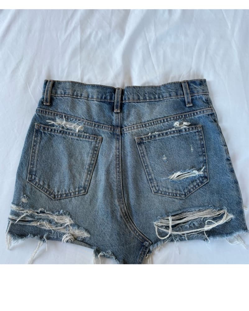 Zara Distressed Denim Skirt - Image 3