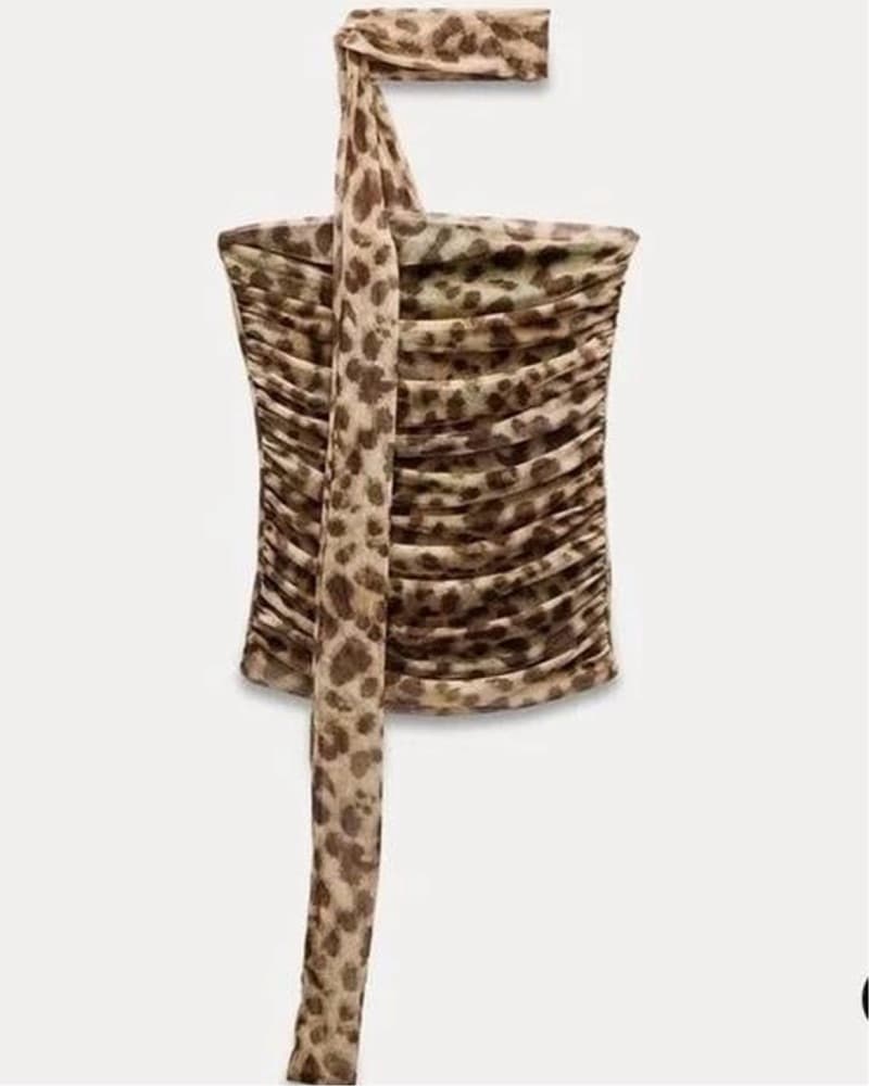 Sleeveless Leopord Scarf Top - Image 1