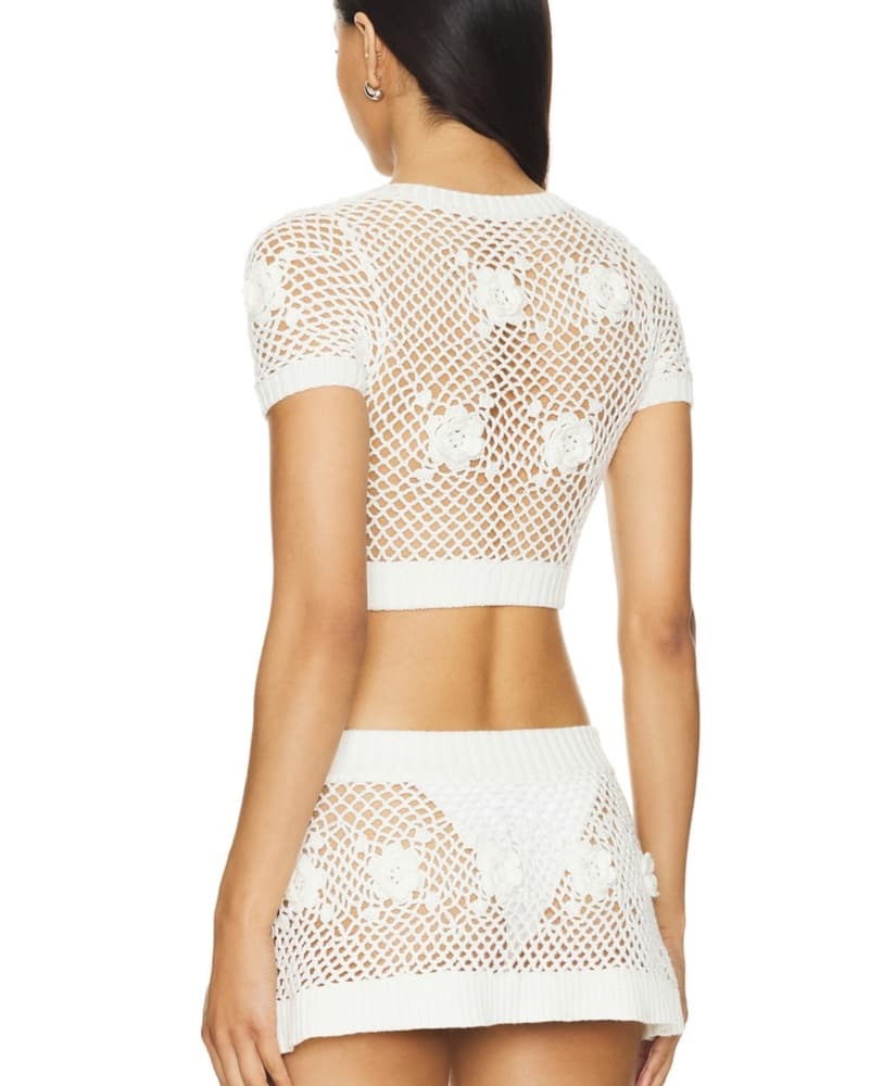 Chic Crochet Crop Top & Mini Skirt Set - Image 4