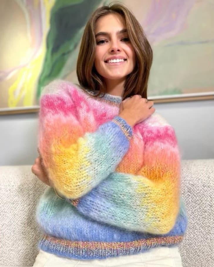 Rose Carmine Pastel Stripe Sweater - Image 3