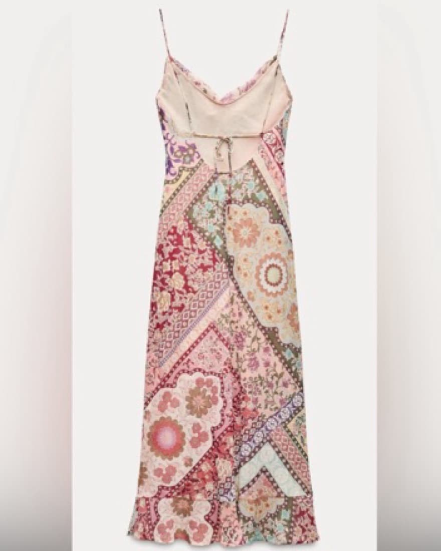 Zara Patchwork Printed Slip Dress - Image 3