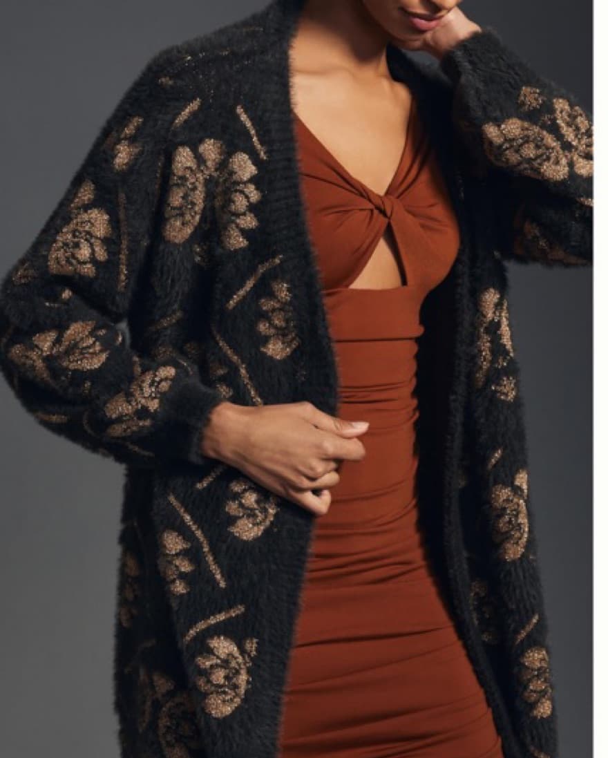 Anthropologie Metallic Cardigan Sweater - Image 2