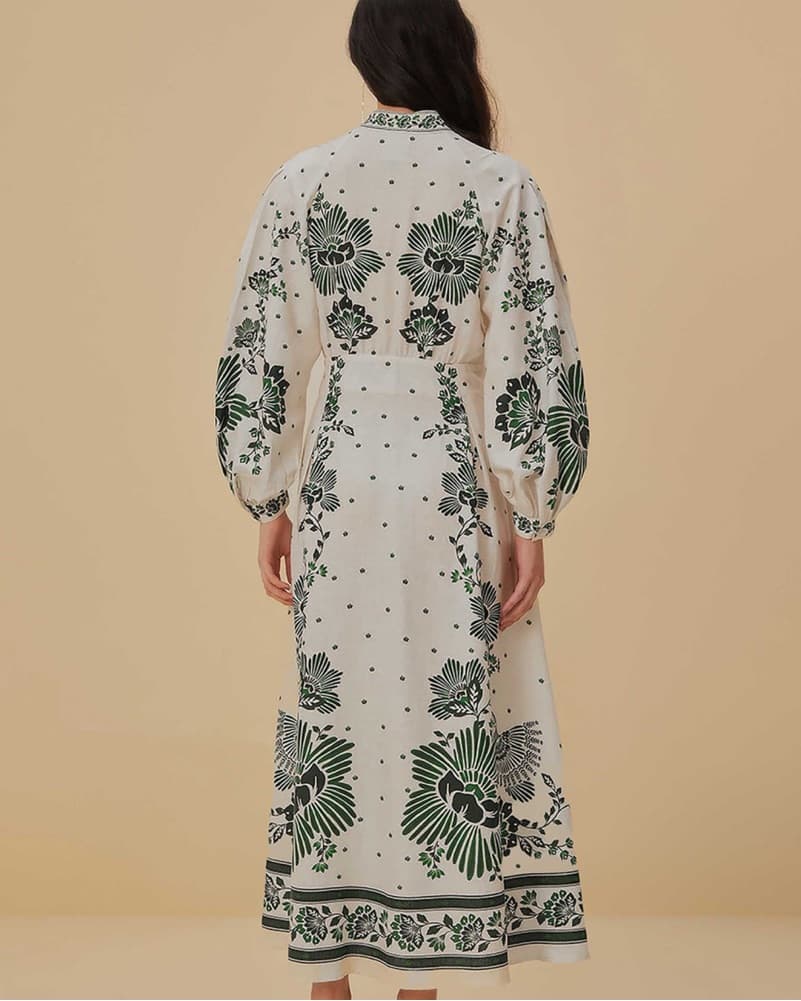 Farm Rio Soul Maxi White And Green Dress - Image 3