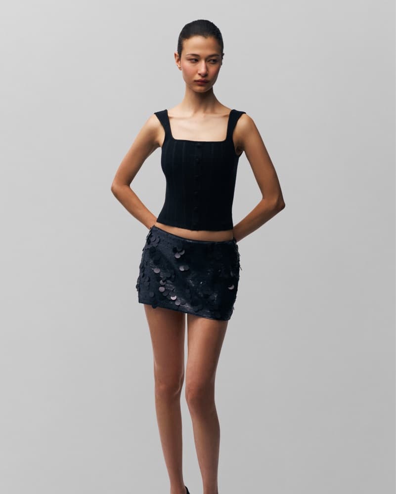 Guizio Black Sequin Mini Skirt - Image 2